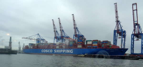 Cargo ship in Hamburg port